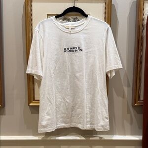 Maje White Short-Sleeve Crewneck Tee with Center Chest Text